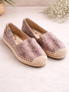 Sam Edelman Snakeskin Espadrille Flats Slip On Jute Coastal Summer 7